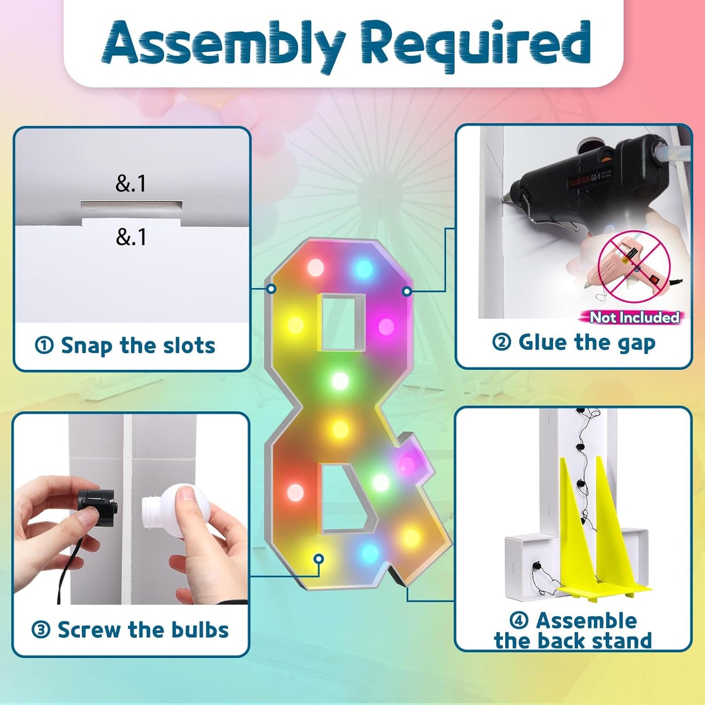 4FT Colorful Marquee Light Up Letters &, 18 Colors Light Up Alphabet Signs with Remote, Marry Me Sign, Large Letter for Birthday Engagement Anniversary Wedding Party Decor