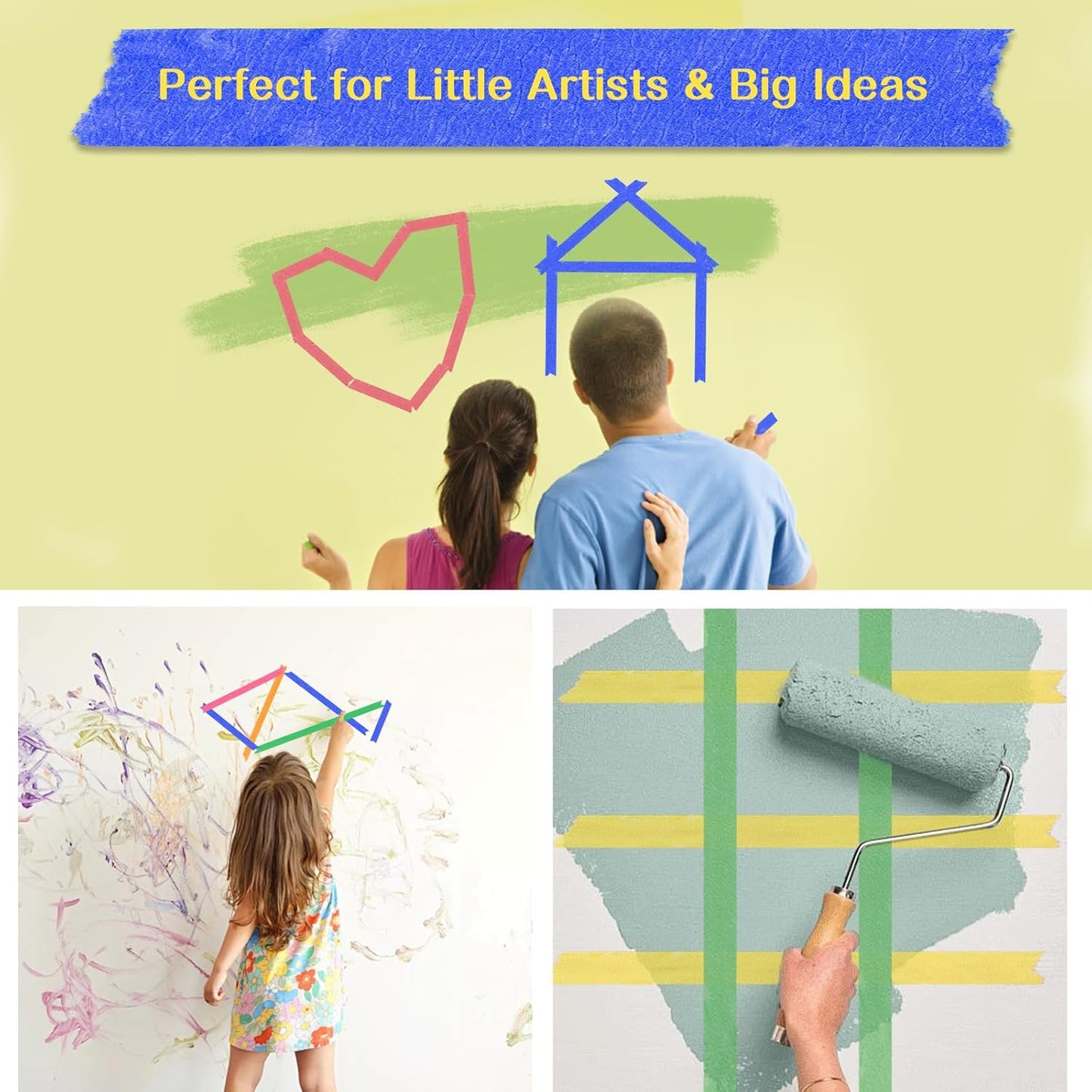 SWRT Colored Masking Tape 6-Pack, 1 Inch x 55 Yards Painter’s Tape Set, Colorful Craft Teacher Tape for Arts, Crafts, Labeling & Classroom – Easy Tear, Residue-Free