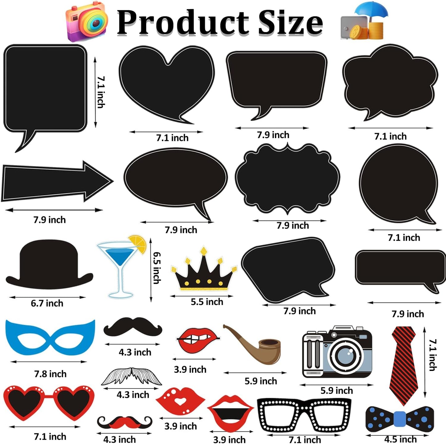 35pcs Insta-Themed Social Media Party Selfie Photo Booth Props with Speech Bubble DIY Photo Props for Birthday, Graduation, Festivals, Anniversary, Wedding Event Decoration Party Supplies