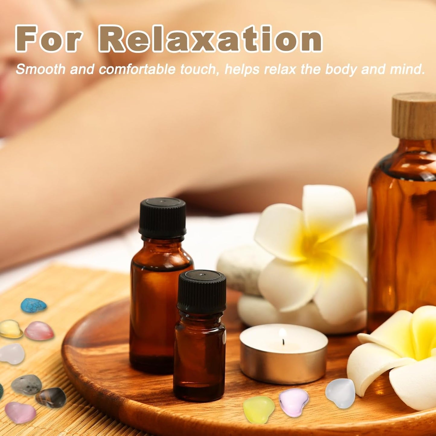 PATIKIL 20 Pcs Natural Heart Shaped Crystal Stone, 0.6 Inch Mini Polished Love Gemstone Crystal, Pocket Rock Engraved Worry Stones for Women Gifts Meditation, Rainbow Flower