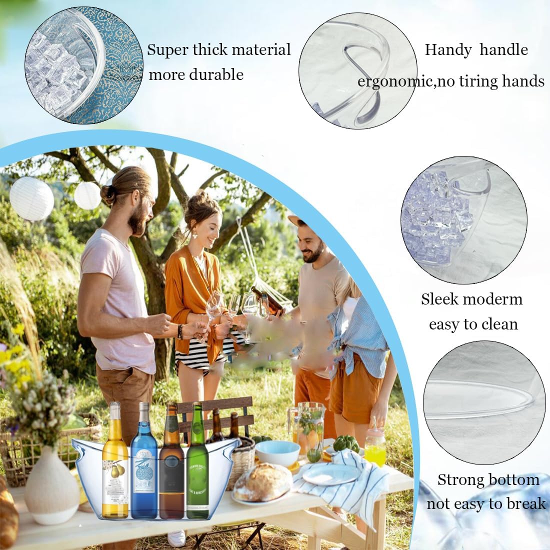 2 PCS Ice Bucket,Acrylic Ice Buckets for Parties,5.5L Extra Large Clear Champagne Beer Tub Mimosa Bar Supplies Kit Wine Beverage Bucket with Corkscrew&Scoop for Wine Cocktail Bar(Clear)