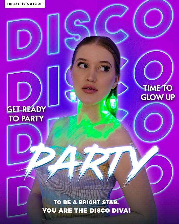 LED Hoop Disco Earrings with 16 Lighting Modes | USB-Rechargeable Wireless Light Up Earrings for Parties, Raves, Concerts & Festivals | Sparkling Dance Accessories for Women