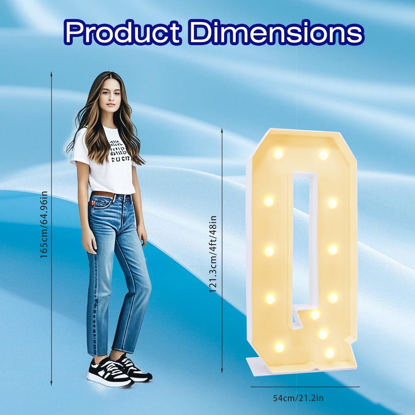 4FT Marquee Plastic Letters Q - Light up Letters Q Are Made from Corrugated Plastic Board - Quick Assembly Without Tools, Disassembled Components Can Be Used for Garage Sale Signs, Yard Sale Signs