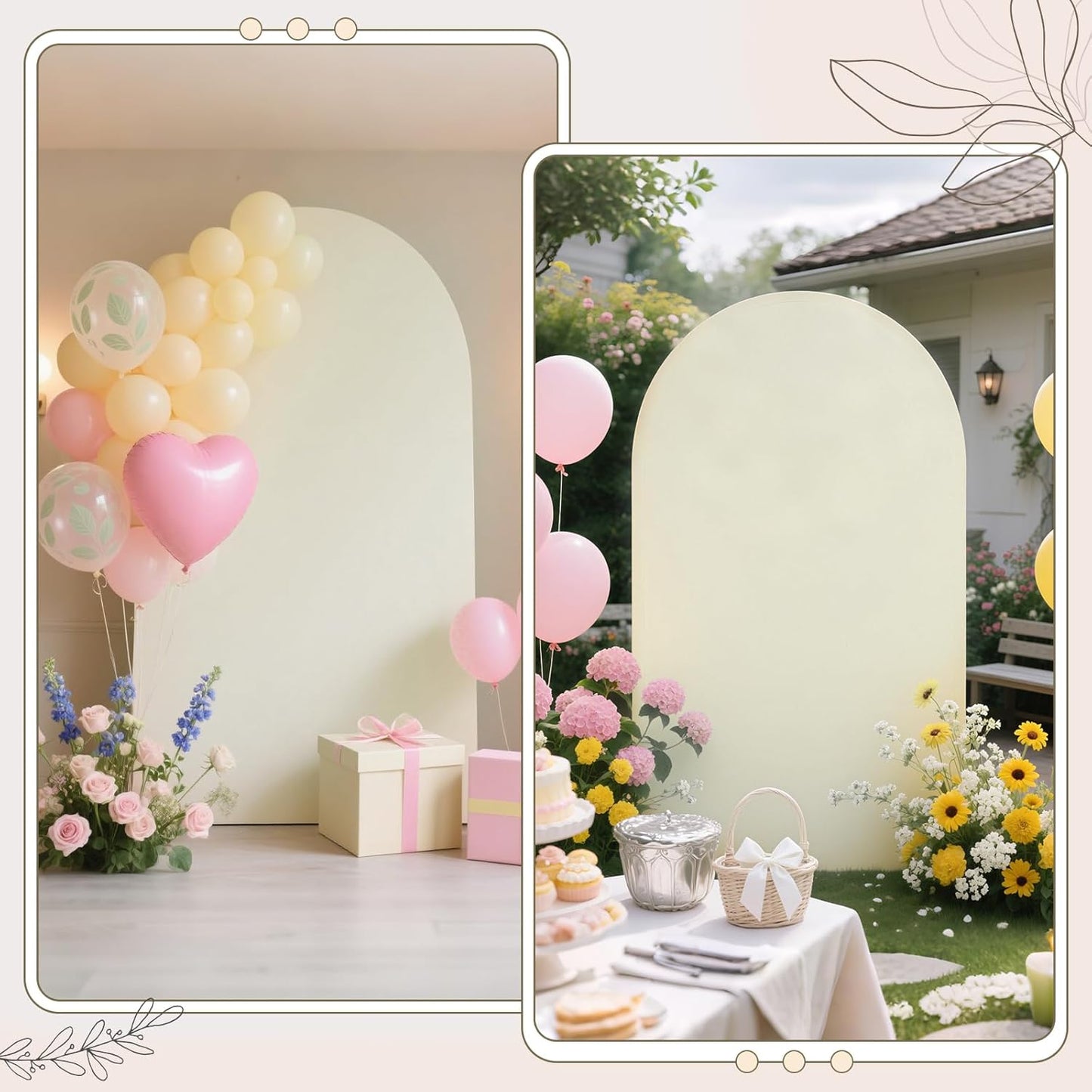 Ledido Wedding Arch Backdrop Cover 6FT Arch Covers Fitted Stretchy Spandex Round Top Stand Backdrop Cover for Wedding Banquet Ceremony Birthday Party Baby Shower Event Decoration,Ivory
