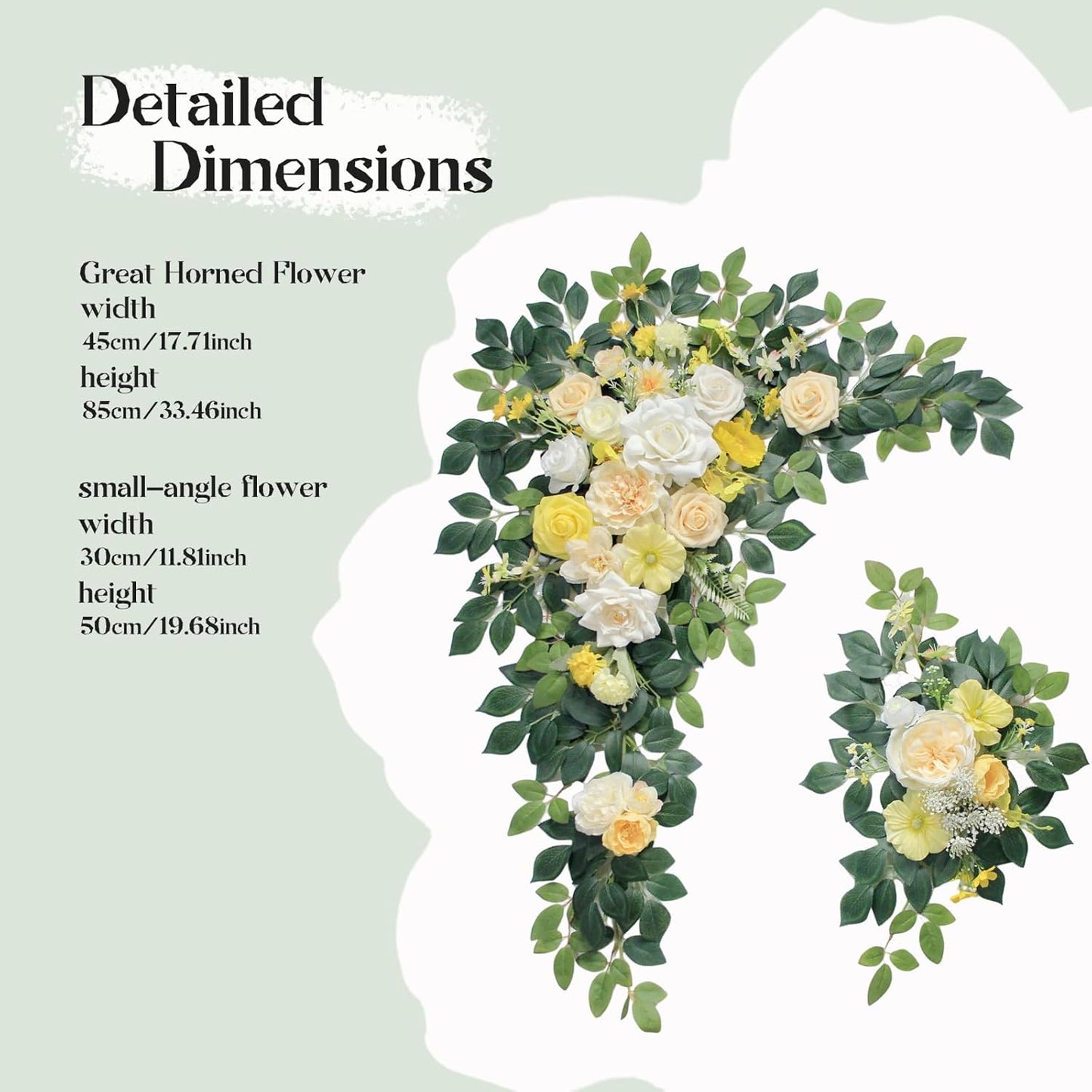 Wedding Arch Flowers Kit,Artificial Flower Arch Decor,2pcs Artificial Flower Arrangement for Wedding Decor Reception Backdrop Floral Decorations (Yellow)