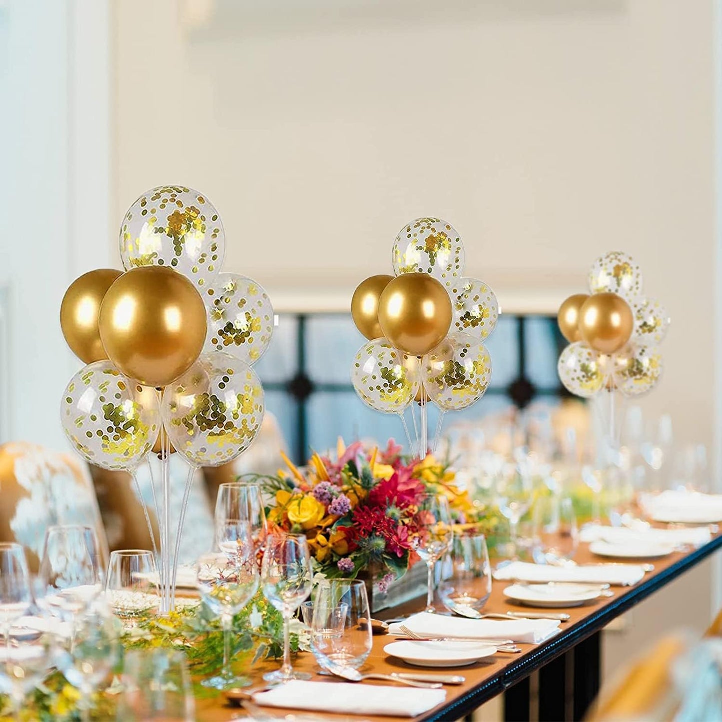 10 Set Balloon Stand Kit - Balloon Sticks With Base for Table Balloon Centerpiece Decorations for Birthday Graduation Gender Reveal Baby Shower Party Decorations