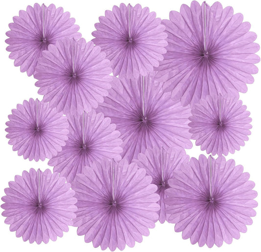 20 Pcs Light Purple Hanging Paper Fan, Hanging Honeycomb Round Paper Fans for Weddings, Birthdays, Christmas, Baby Showers, Classroom, Events Ceiling Party Supplies Decorations