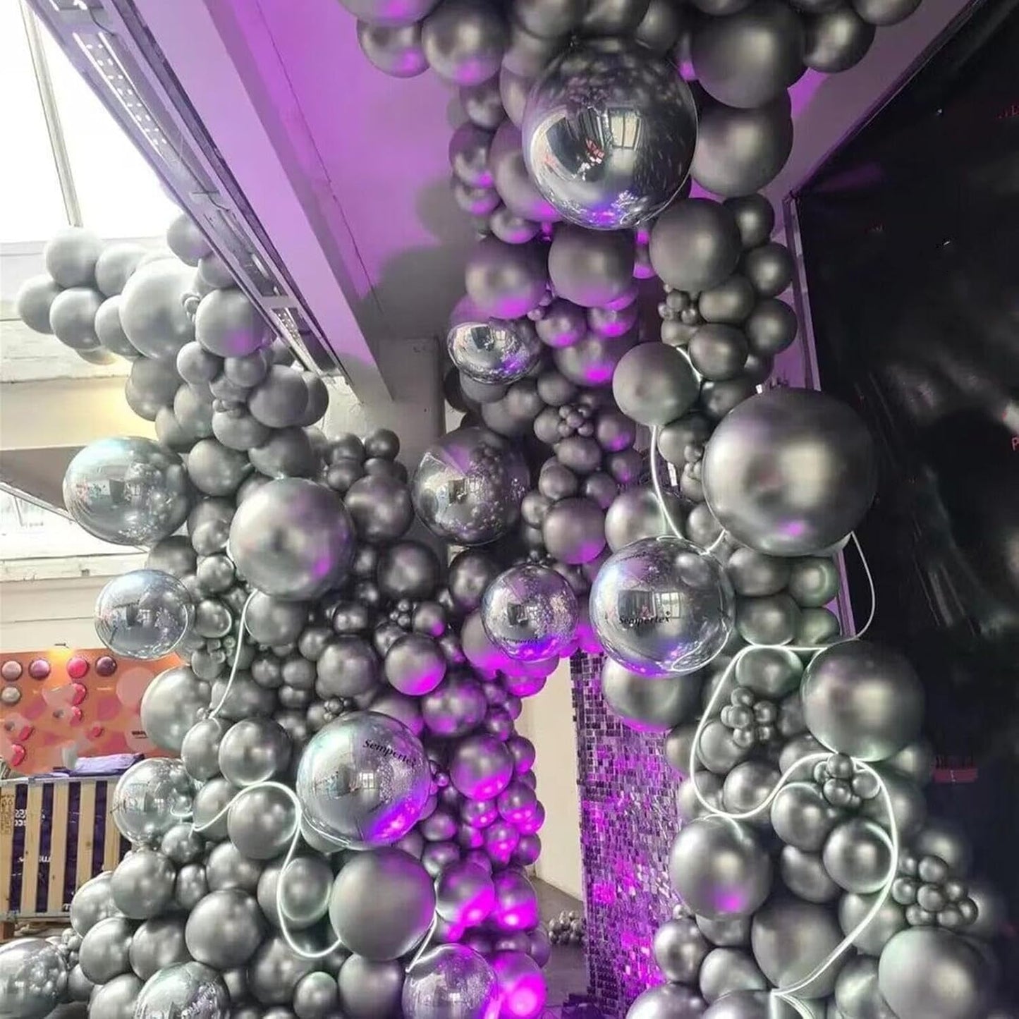 412pcs Metallic Silver Balloon Garland Arch Kit 18 12 10 5 Inch Different Sizes Latex Chrome Balloons for Baby Shower Birthday Graduation Wedding Anniversary Celebration Party Decoration