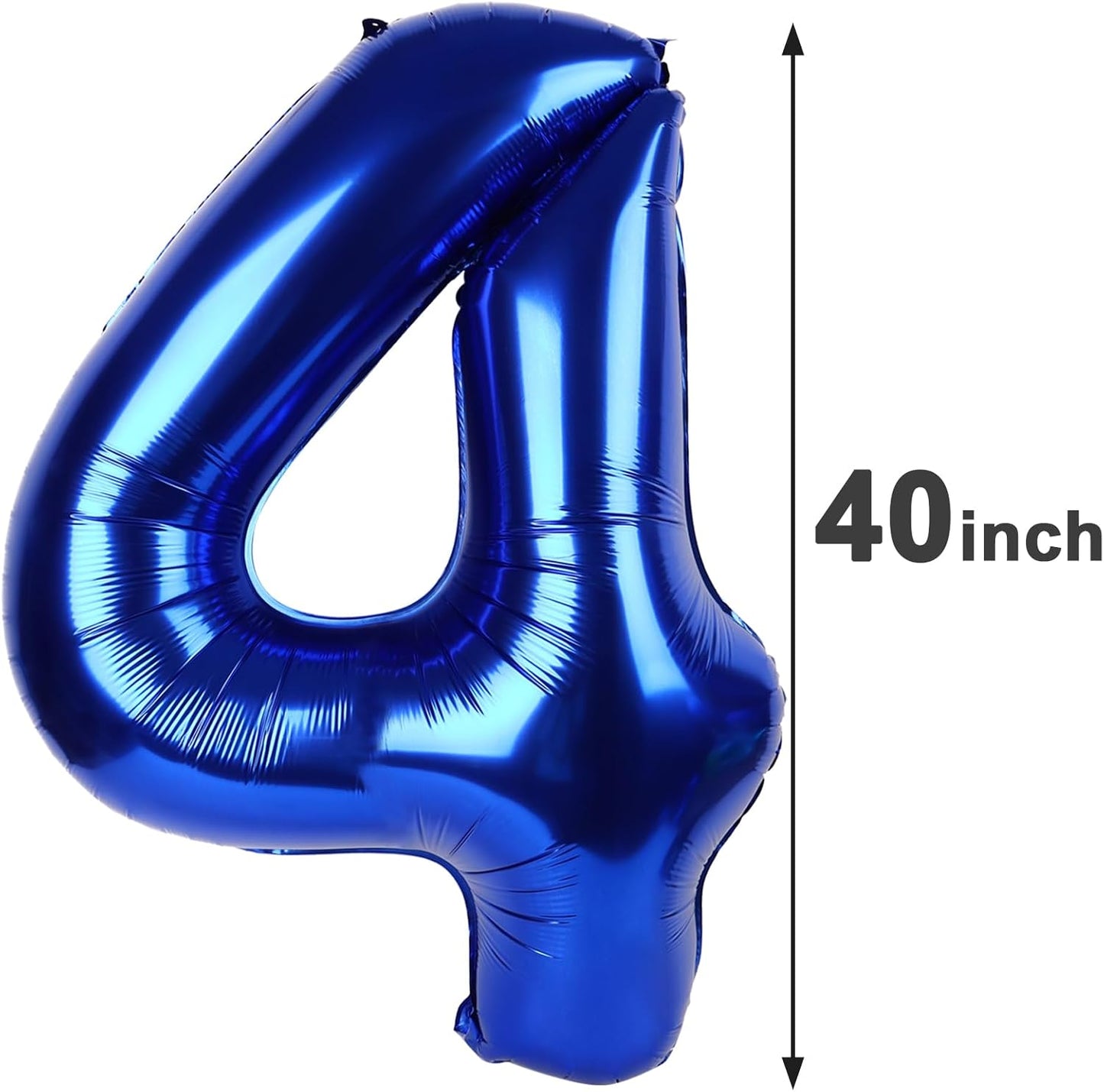40 Inch Night Blue Large Number 4 Birthday Balloon, Giant Number Four 14 24 34 40 44 Balloons, Night Blue Foil Mylar Big Balloons for Anniversary Graduation Supplies Decorations