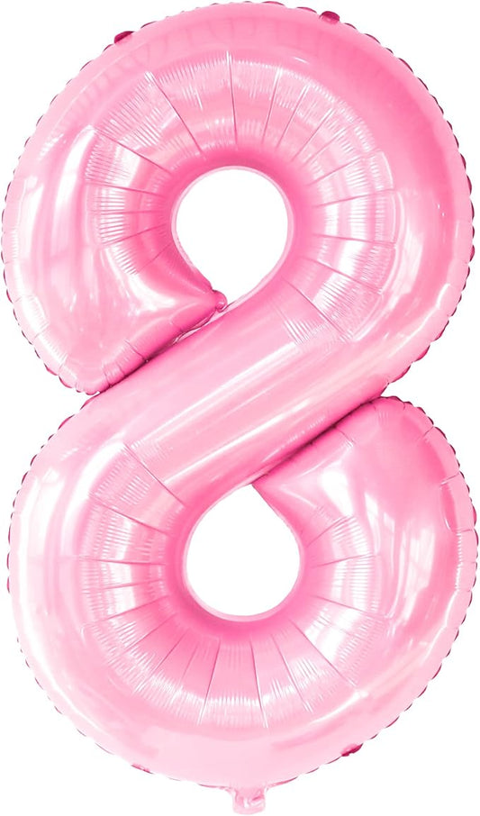 KatchOn, Giant Light Pink Number 8 Balloon - 40 Inch, Pink 8 Balloons for Birthday Girl | Number 8 Balloons for Birthdays | 8 Balloon Number for 8th Birthday Decorations for Girls | 8 Birthday Balloon