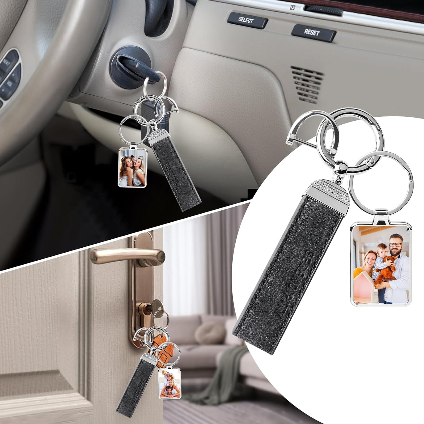 Double Side Custom Keychain with Picture Personalized Engraving Photo Text Customized Gifts for Men Women