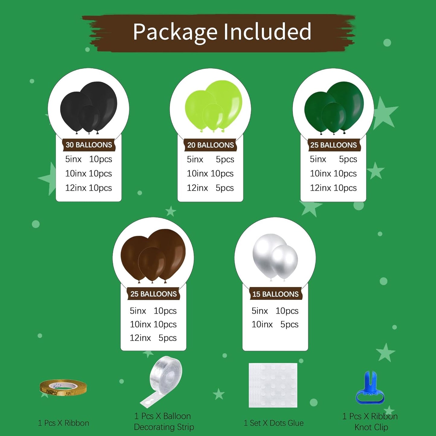 HYOWCH Video Game Party Supplies, 115Pcs Video Game Birthday Party Balloon Arch, Black Green Brown Balloon Garland Arch Decorations Birthday Backdrop