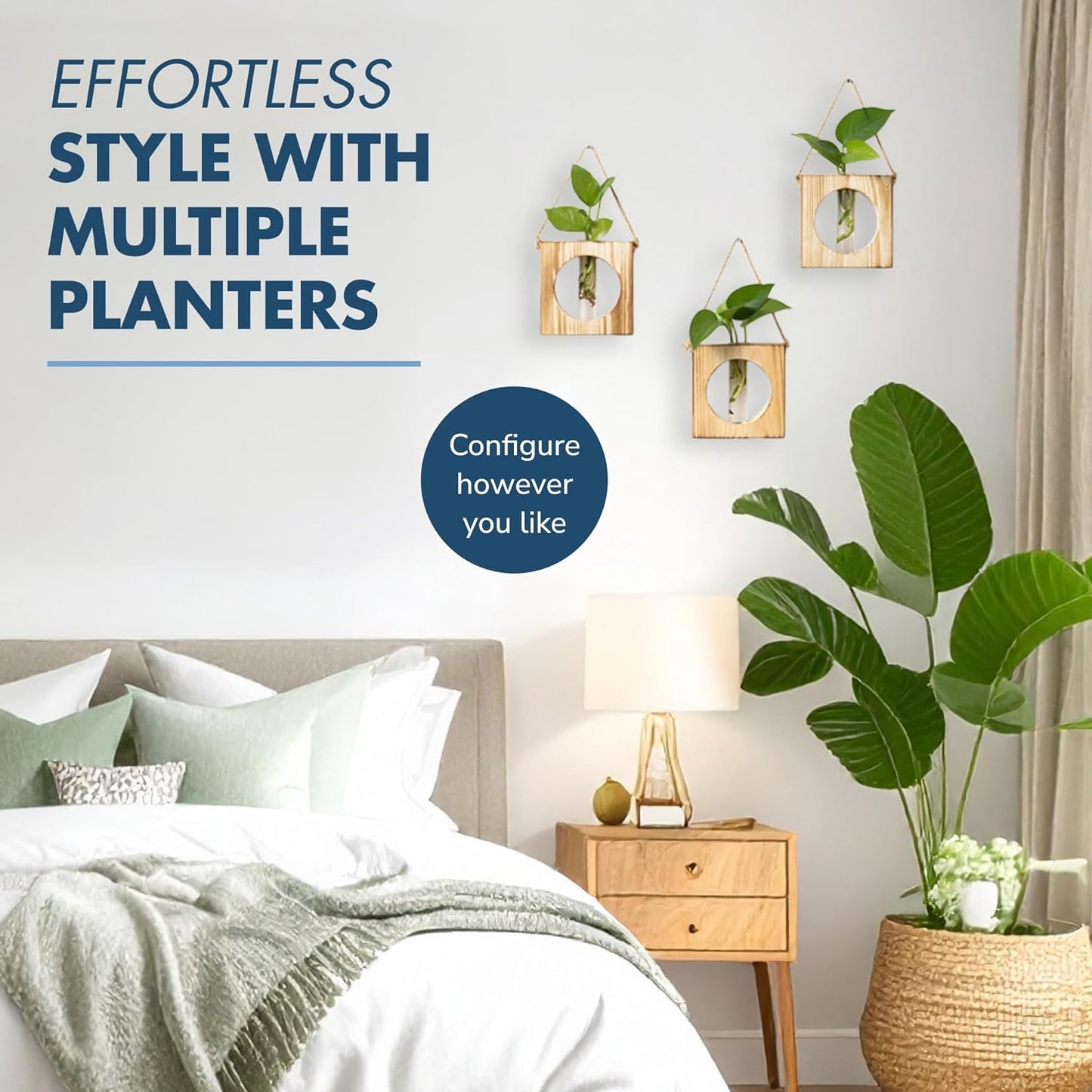 · GARDEN REPUBLIC · Propagation Stations Set of 2 - Propagation Vases for Plants - Hanging Wooden Wall Planter and Glass Test Tubes - Indoor Plant Holder, Hydroponic Decor