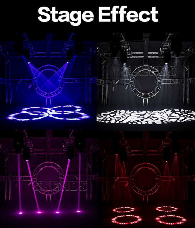 SHEHDS Moving Head Stage Lights 380W 19R Bulb (7500K) 7+5+14Gobos 14 Colors Spotlights 2 Prisms Zoom Wash Effect DMX512 Strobe for Party Disco KTV Bar Show