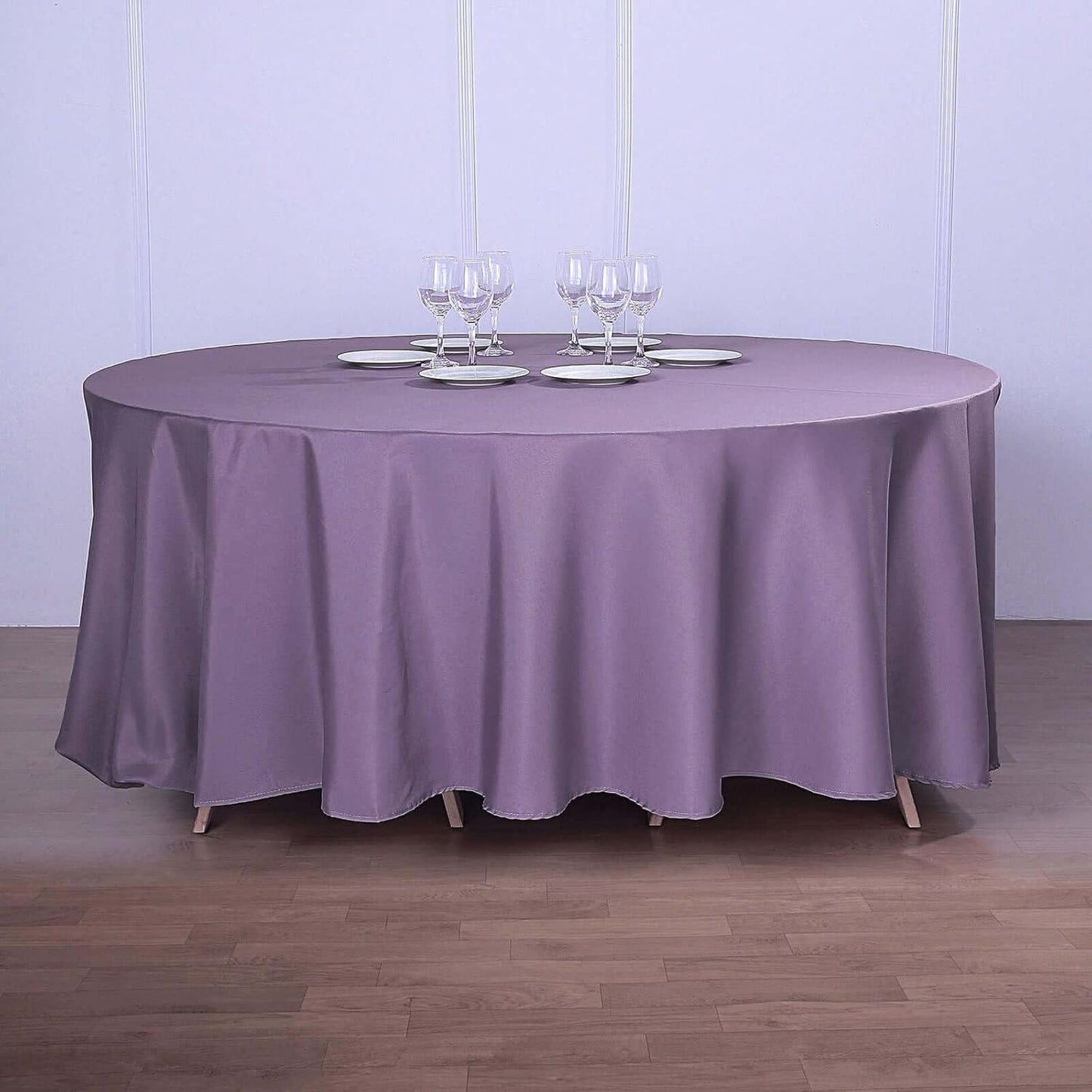 Efavormart Round Tablecloth, 120 Inch Stain & Wrinkle Resistant Washable Table Cloth, Decorative Polyester Fabric Table Cover for Banquet, Wedding, Dining - Violet Amethyst