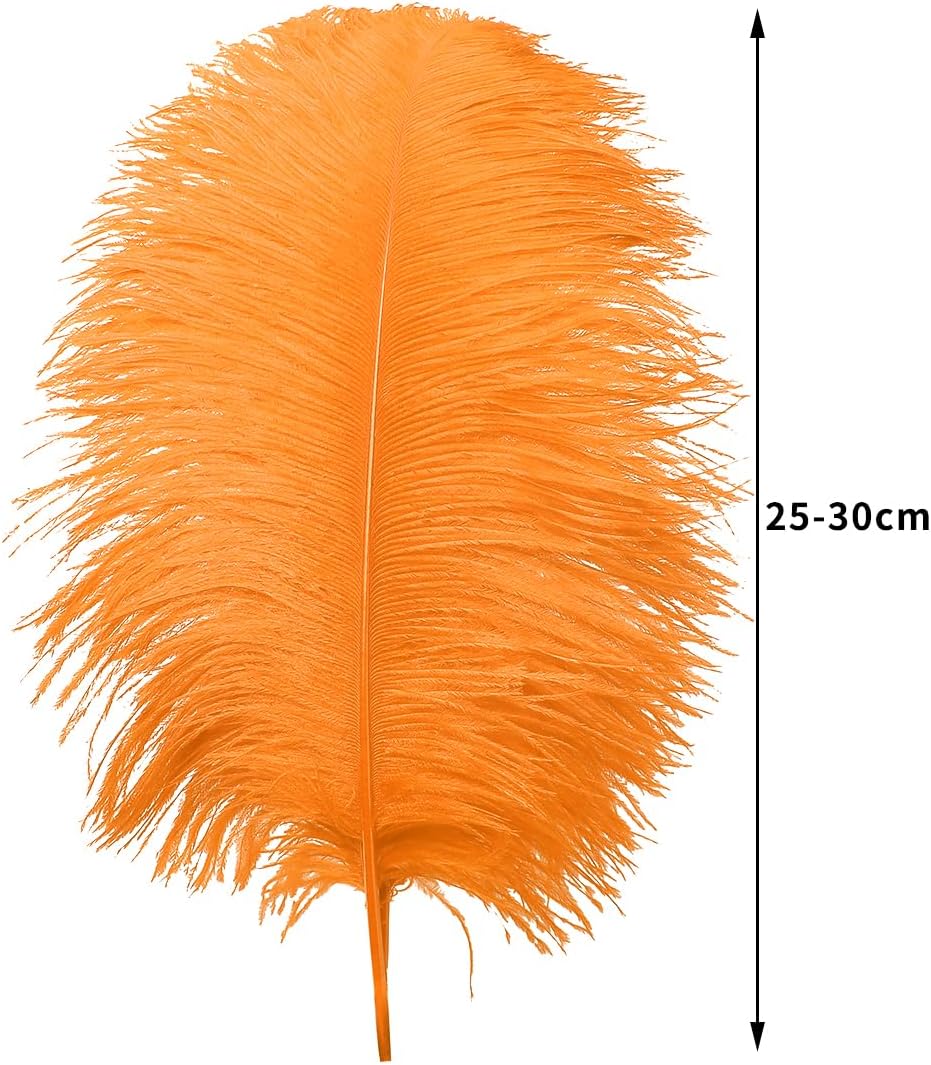 Ballinger Orange Large Ostrich Feathers - 24Pcs 10-12inch Large Orange Feathers for Vase,Wedding Party Centerpieces and Halloween Home Decor