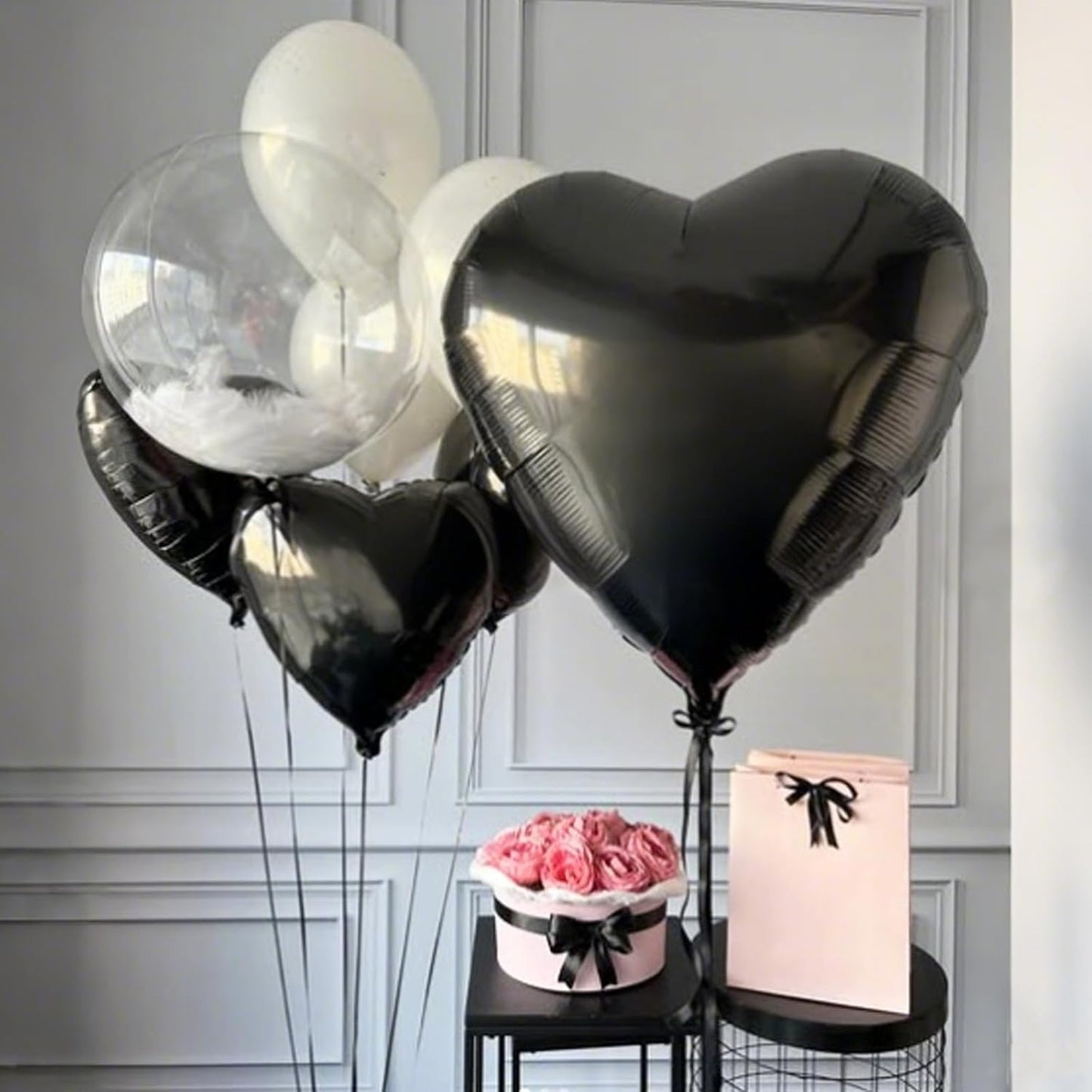 Black Heart Balloons,12Pcs 18 Inch Black Foil Love Heart Shaped Balloons for Valentines Day Birthday Party Wedding Engagement Anniversary Celebration Baby Shower Decorations