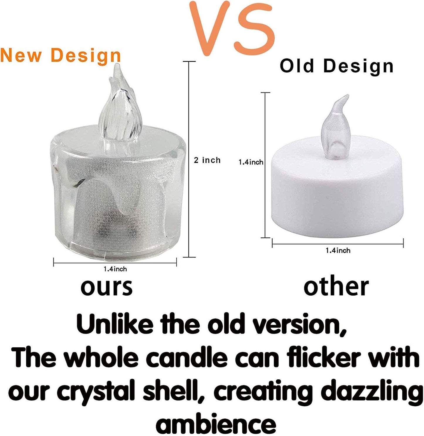 Flameless LED Tea Light Candles, Battery-Powered Unscented LED Tealight Candles, Fake Tealights (Warm White)