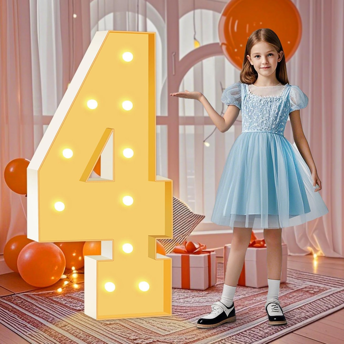 Marquee Numbers, 4 Feet Tall Light Up Numbers 4, Large Birthday Decorations Party Decor Anniversary Event Graduation Decoration for Boys Girls Teens Men Women