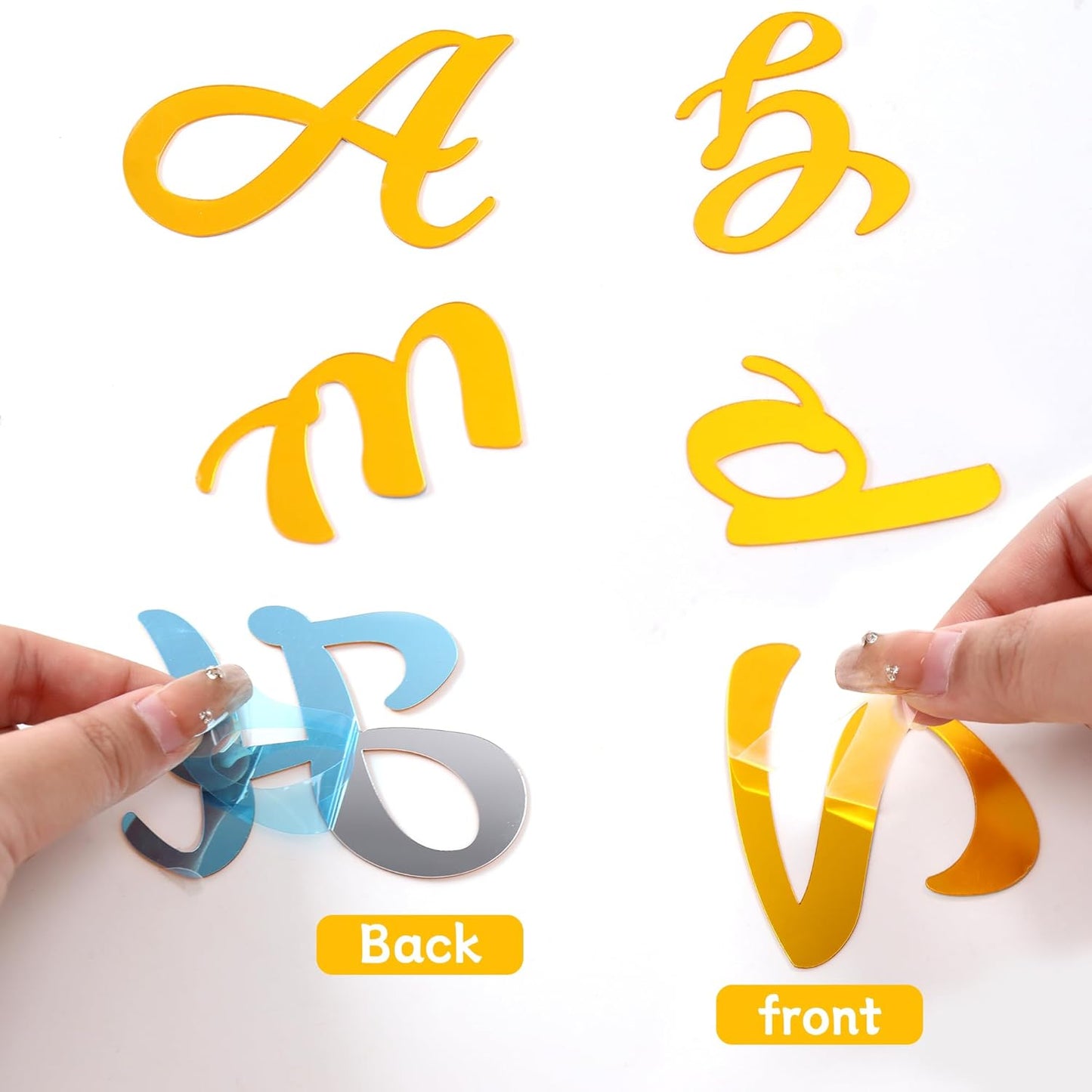 126pcs Acrylic Alphanumeric Cake Decoration, Mirror Number 0-9 and Alphabet A-Z Personalized Cake Picks Shiny Personalized Cake Topper for Birthday Cake Toppers Wedding Baby Shower(GoldSilver)