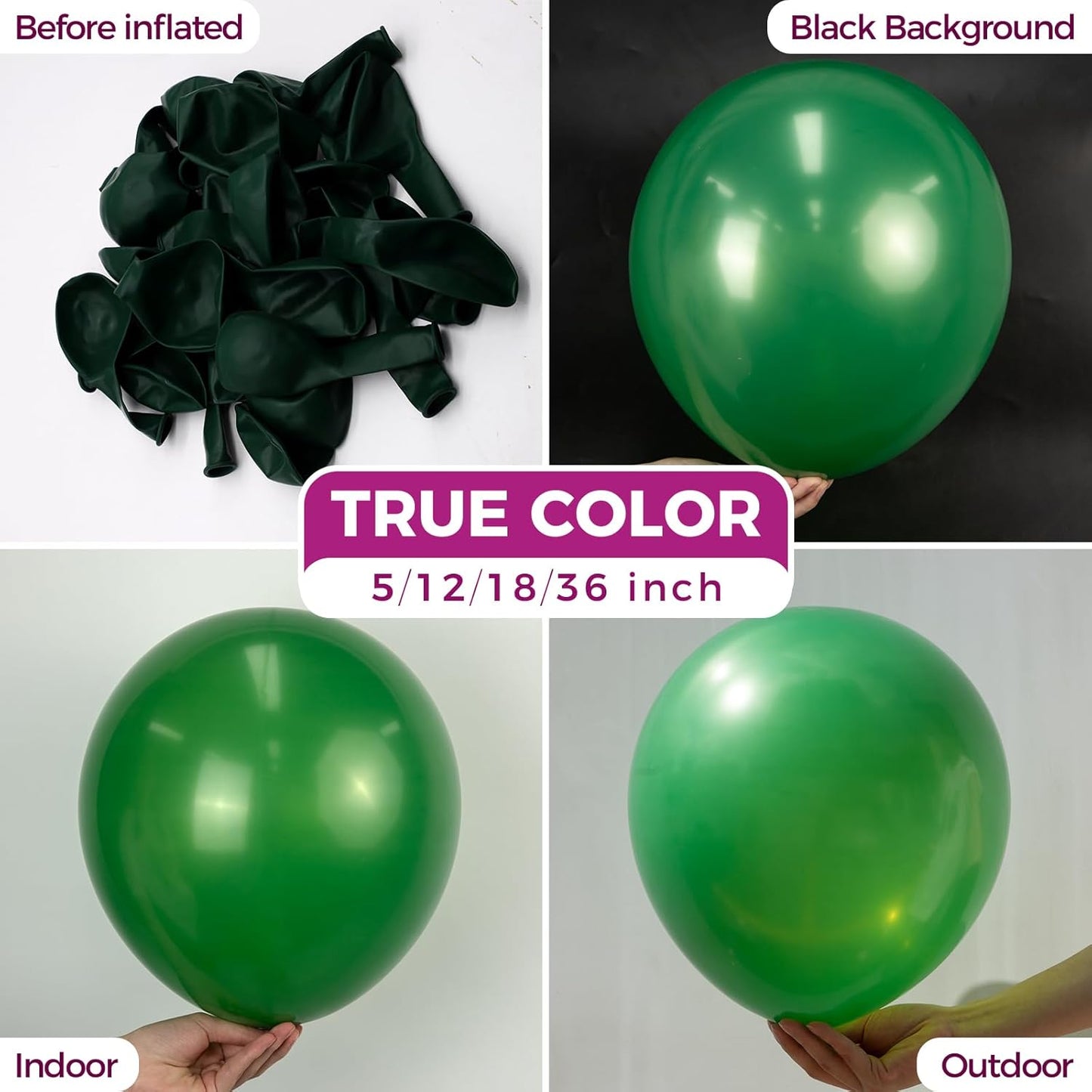 Bezente Green Balloons 18 Inch - 30 Pack Large Thick Dark Green Balloons Big Round Latex Balloons for Birthday Bridal Shower Wedding Party Decorations