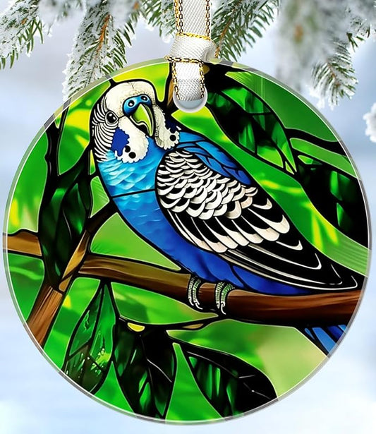 Parrot Christmas Ornaments 2025, Stained Glass Christmas Tree Decorations, Exchange for Women, Men, Collectible Dated Year Ornaments for Tree - Glass Hanging Ornament