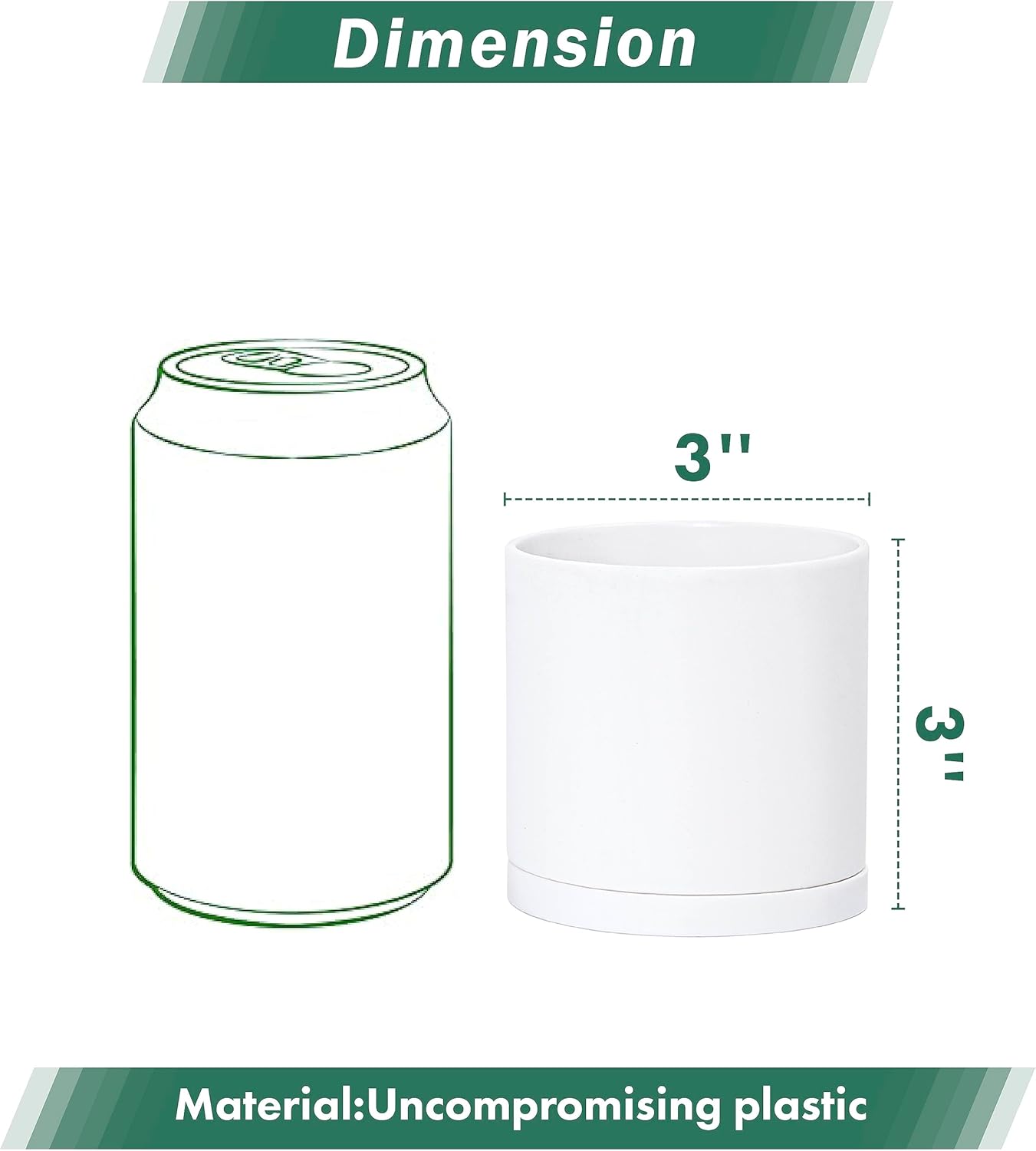 D'vine Dev 12 Pack 3 Inch Mini Plastic Plant Pots, Small Garden Planters for Plant with Drainage Holes and Saucers, White Color, 74-Z-C-4