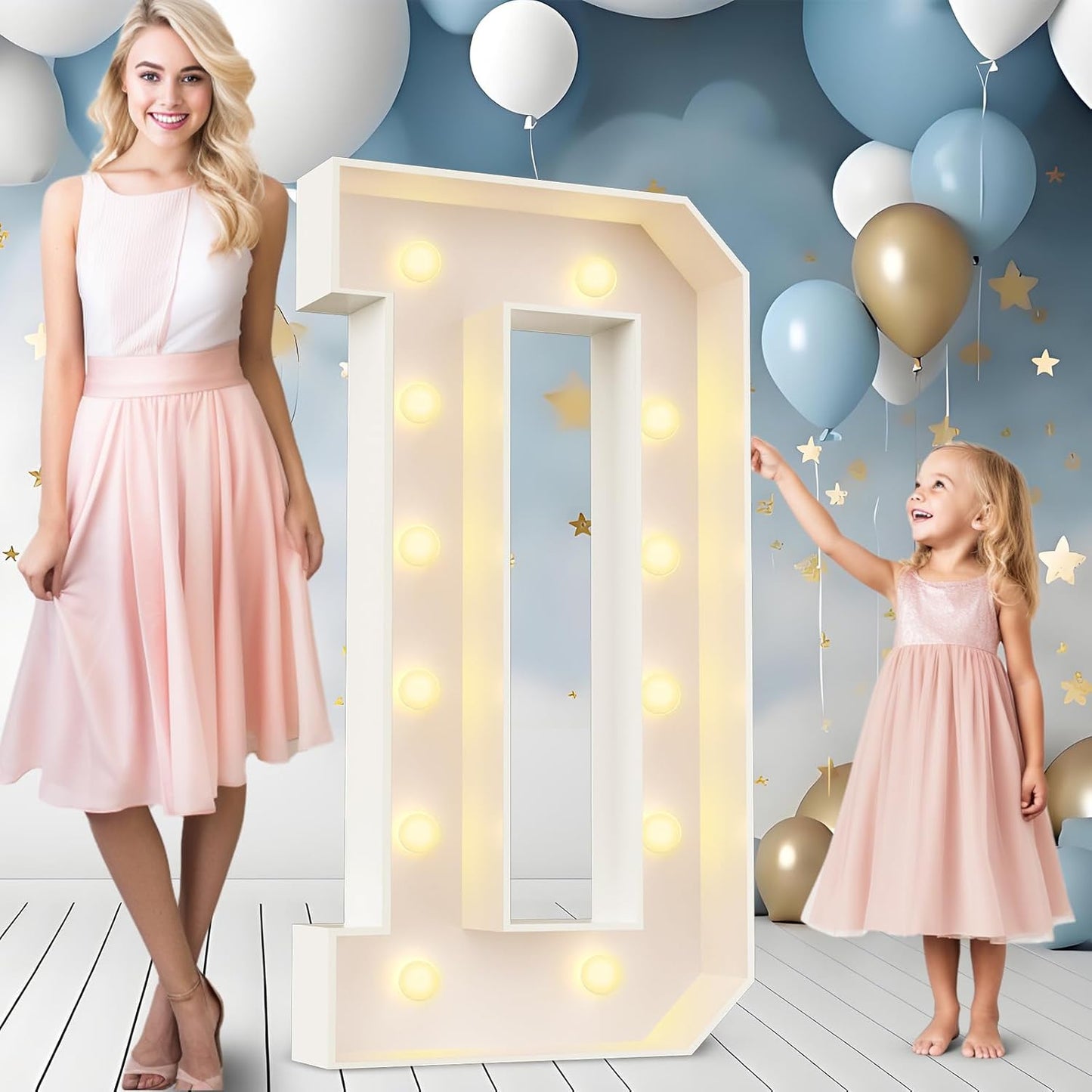 Ledido 4FT Marquee Light Up Letters Large Light Up Letters for Party Decoration, Marquee Letter for Birthday Graduation Baby Shower Wedding, Pre-cut Foam Board Assembly Required Letter D