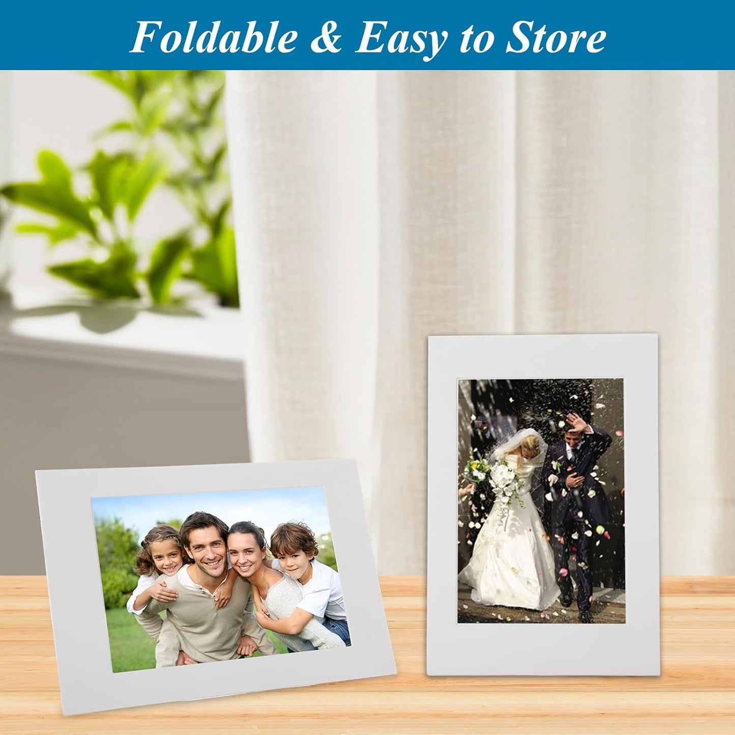SHUESS 100 Pack White Paper Picture Frames 4 x 6 Standing Cardboard Photo Frames with EaselPaper Photo Frames Cards, Gallery Frames Bulk DIY Photo Banner for Family Christmas Graduation Wedding Display