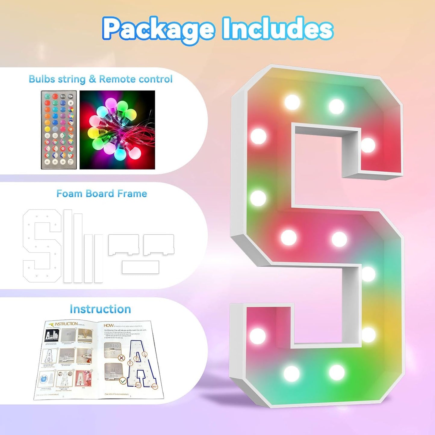 Ledido 4FT Marquee Light Up Letters, 34 Colors Changing Marquee Letter 4 Feet Tall with Remote, Big Letters for Party Wedding Graduation Birthday Decorations, Large Light Up Letter T