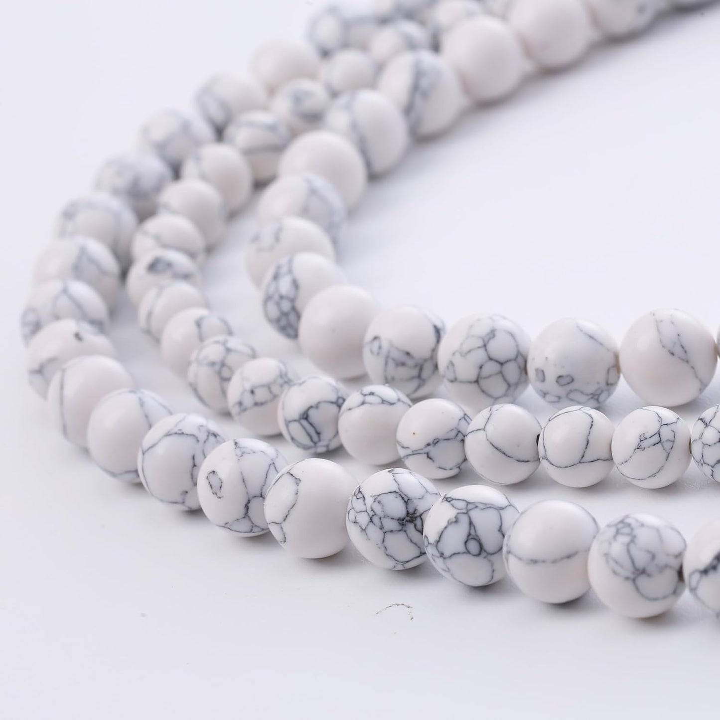 White Turquoise Stone Beads Gemstone Round Crystal Energy Jade Beads Stone Beads for Jewelry Making DIY Bracelet Necklace Jewelry Making 1 Strand 15.5inch 90PCS 4MM
