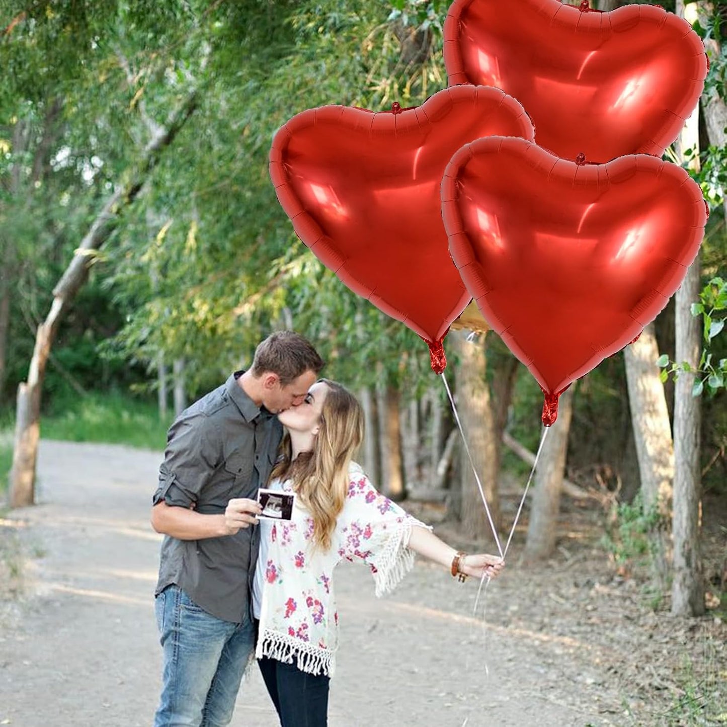 TONIFUL 6Pcs 32 Inch Red Heart Balloons Valentine’s Day Heart Shape Foil Mylar Balloons Decoration for Romantic Valentine's Day Wedding Bridal Shower Anniversary Engagement Party Supplies