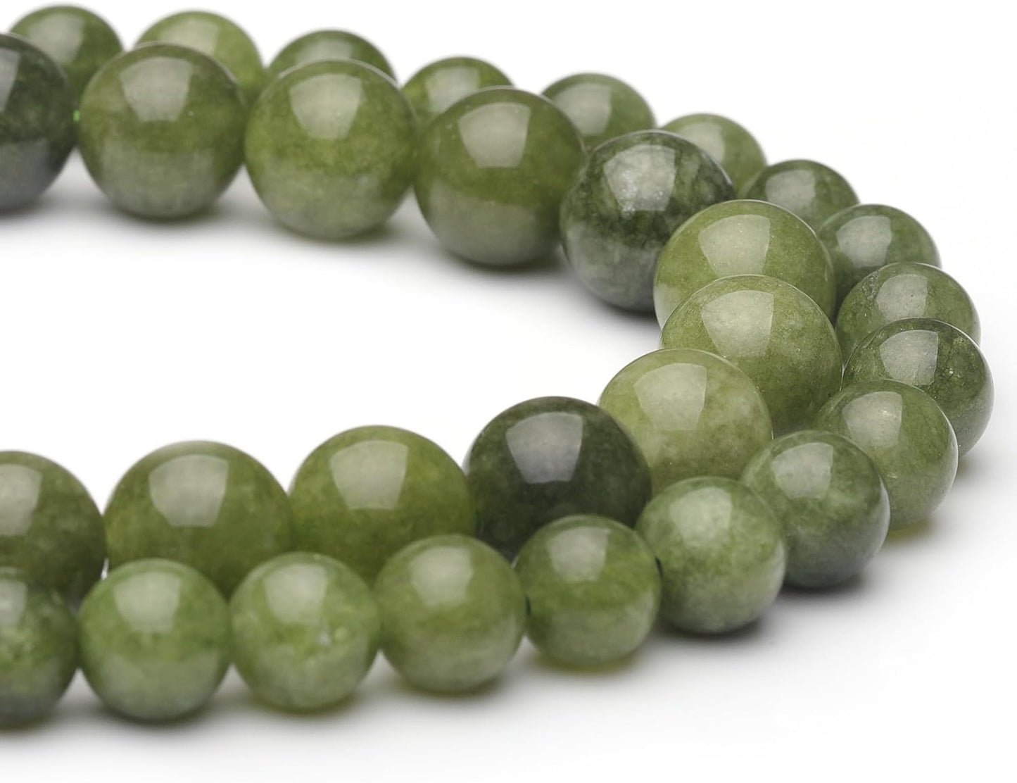 8mm Natural Stone Beads for Jewelry Making,Green Jade Polished Smooth Round Gemstone Beads for Bracelet Necklace 15 Inch