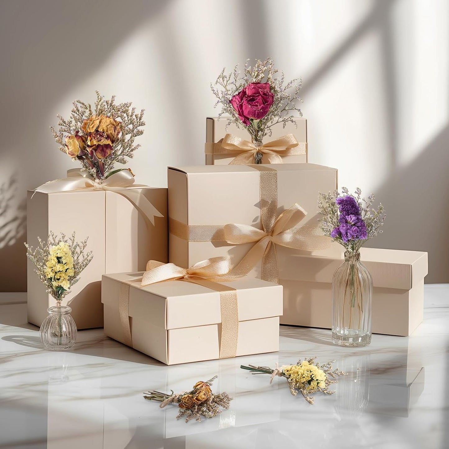 12/24 PCS Charming Dried Flowers Bouquet for Vase Various Dried Wildflowers with Stems Mini Handmade Wildflowers Natural Real Flowers Bulk Flowers Craft (Forget Me Not, 12 PCS)