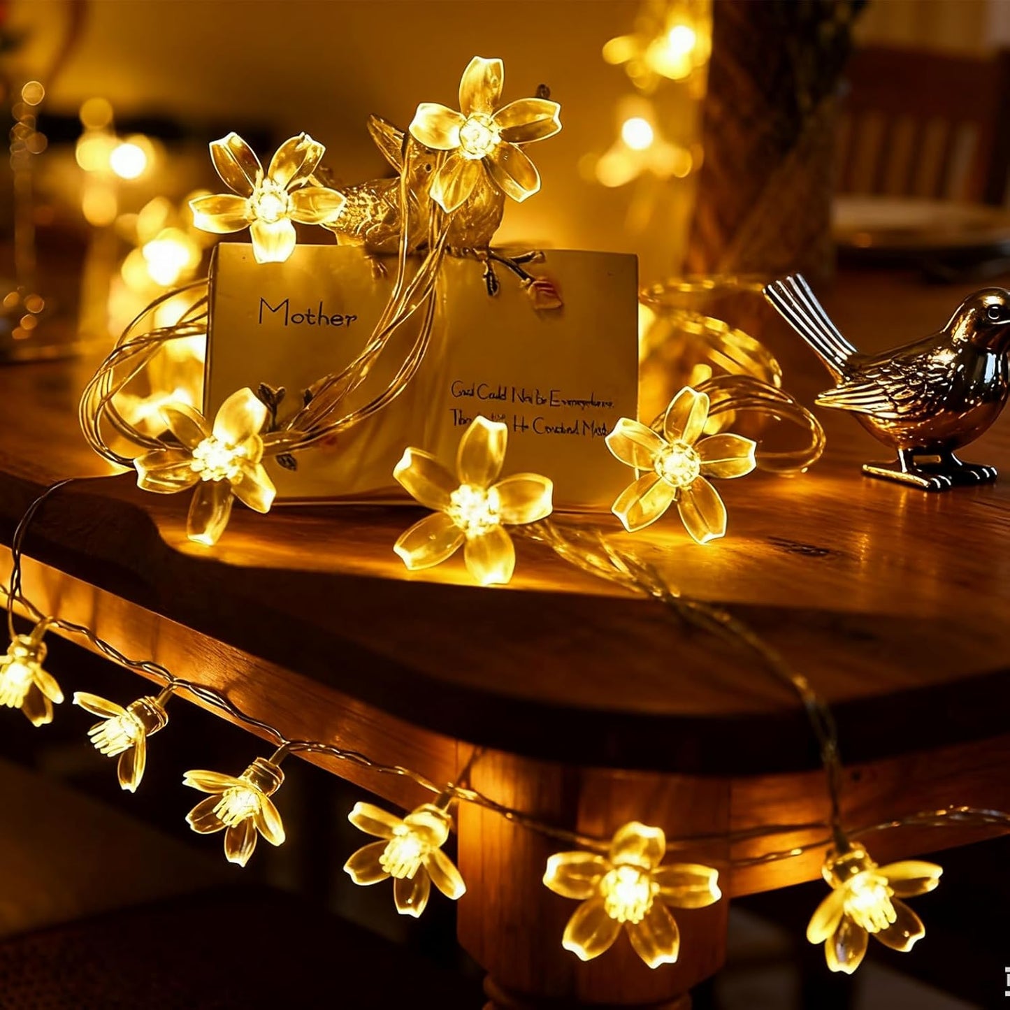 Fairy Flower String Lights Indoor Decorations, 33ft 100 LED Plug in Warm White Decorative Cute Cherry Blossom Floral Lamp for Tree Branch Vine Hanging, Christmas Garden Bedroom Wall Decor