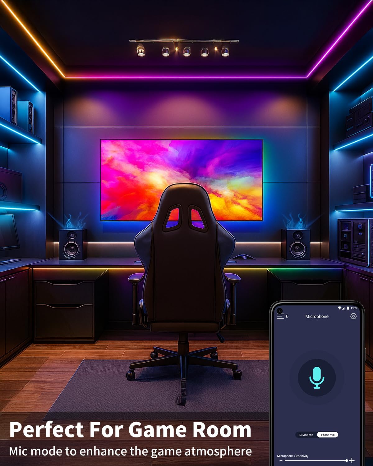 Smart LED Strip Lights 200FT (2 Rolls of 100 ft) for Bedroom App Control Lighting Bedroom Rome Decor with Remote, RGB Music Sync Color Changing LED Lights for Party,Game Room