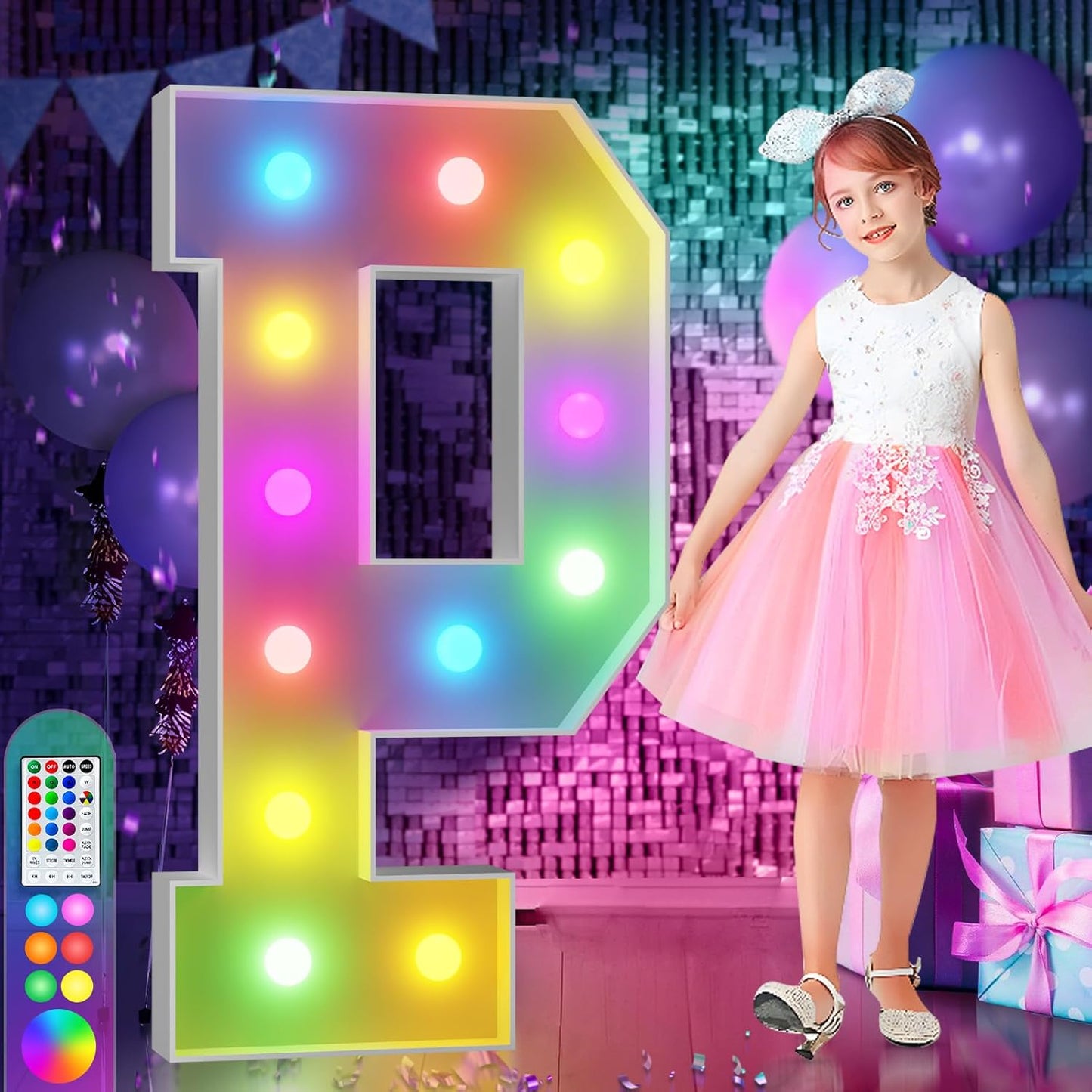 imprsv 4FT Colorful Marquee Light Up Letters P, 18 Colors Light Up Letters Alphabet Sign with Remote, Giant Letters for Events, Large Sign for Birthday Engagement Anniversary Wedding Party Decor