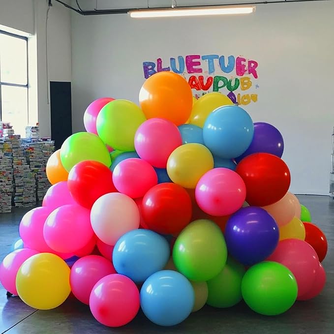 105pcs Rainbow Latex Balloons, 12 inches Assorted color ballons, Round Helium Bright Color Balloons for Birthday Baby Shower Wedding Party Decorations