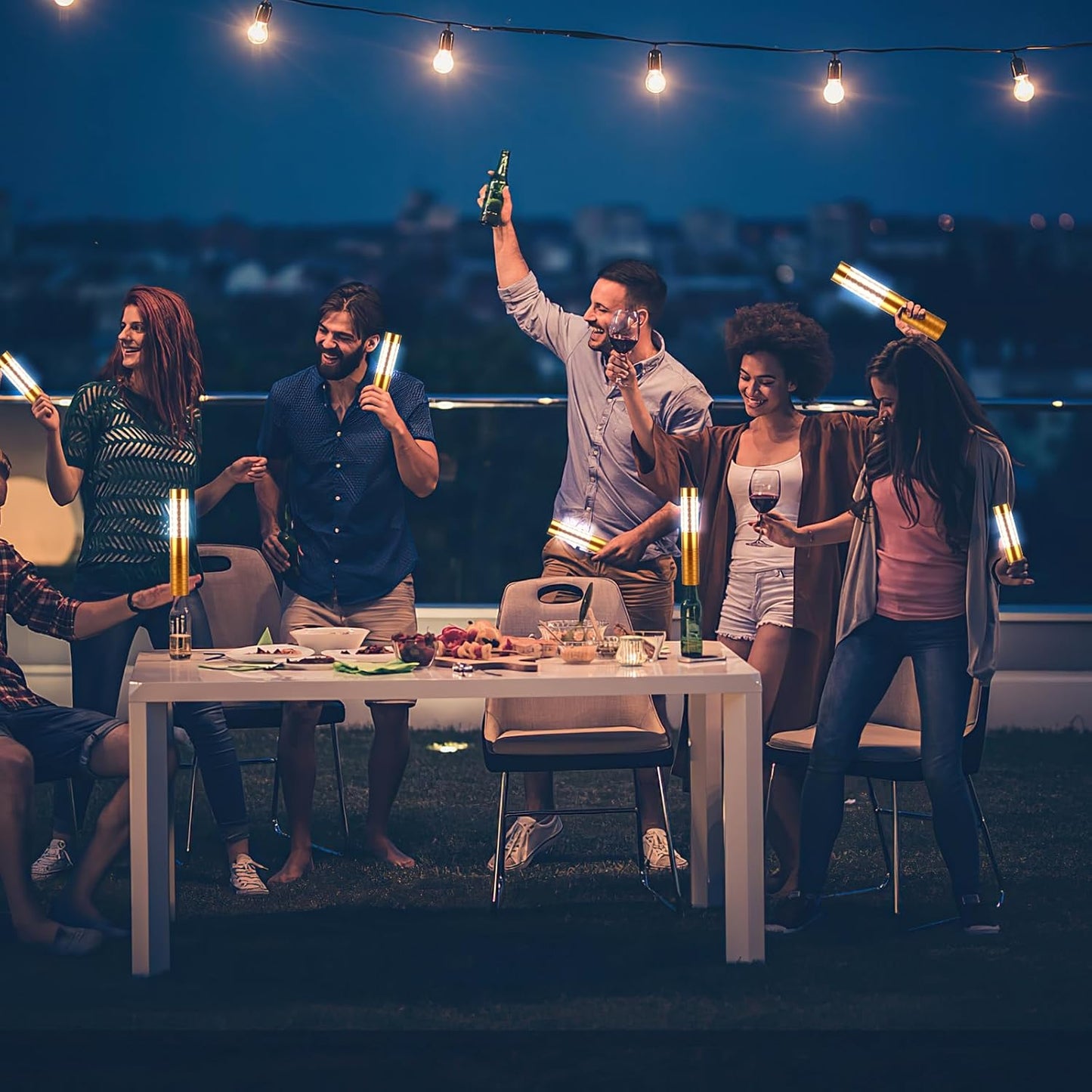 WILON Bottle Service Lights Rechargeable Bottle Service Sparklers Reusable Handheld Girl Lights LED Baton Strobe Light for Parties Bar Club Nightclub Birthday Weddings - 2 Pack