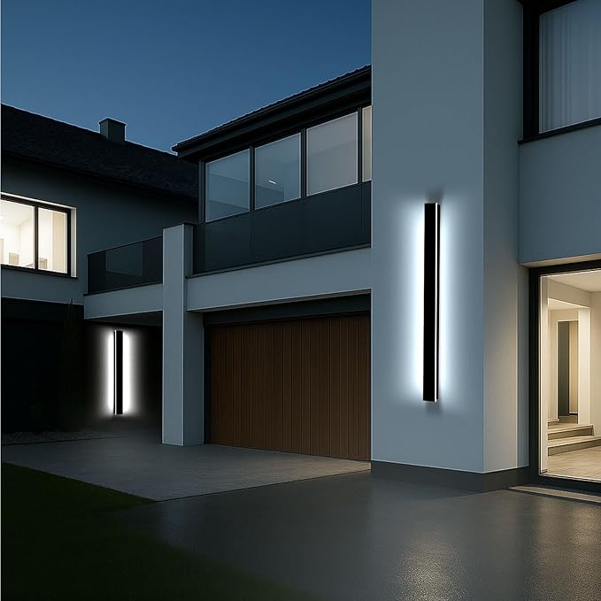 Modern Outdoor Wall Lights Dimmable, 71in Linear LED Exterior Wall Light, Ip65 Waterproof Long Exterior Lighting Fixtures Wall Mount Sconces for Front Door, Stair