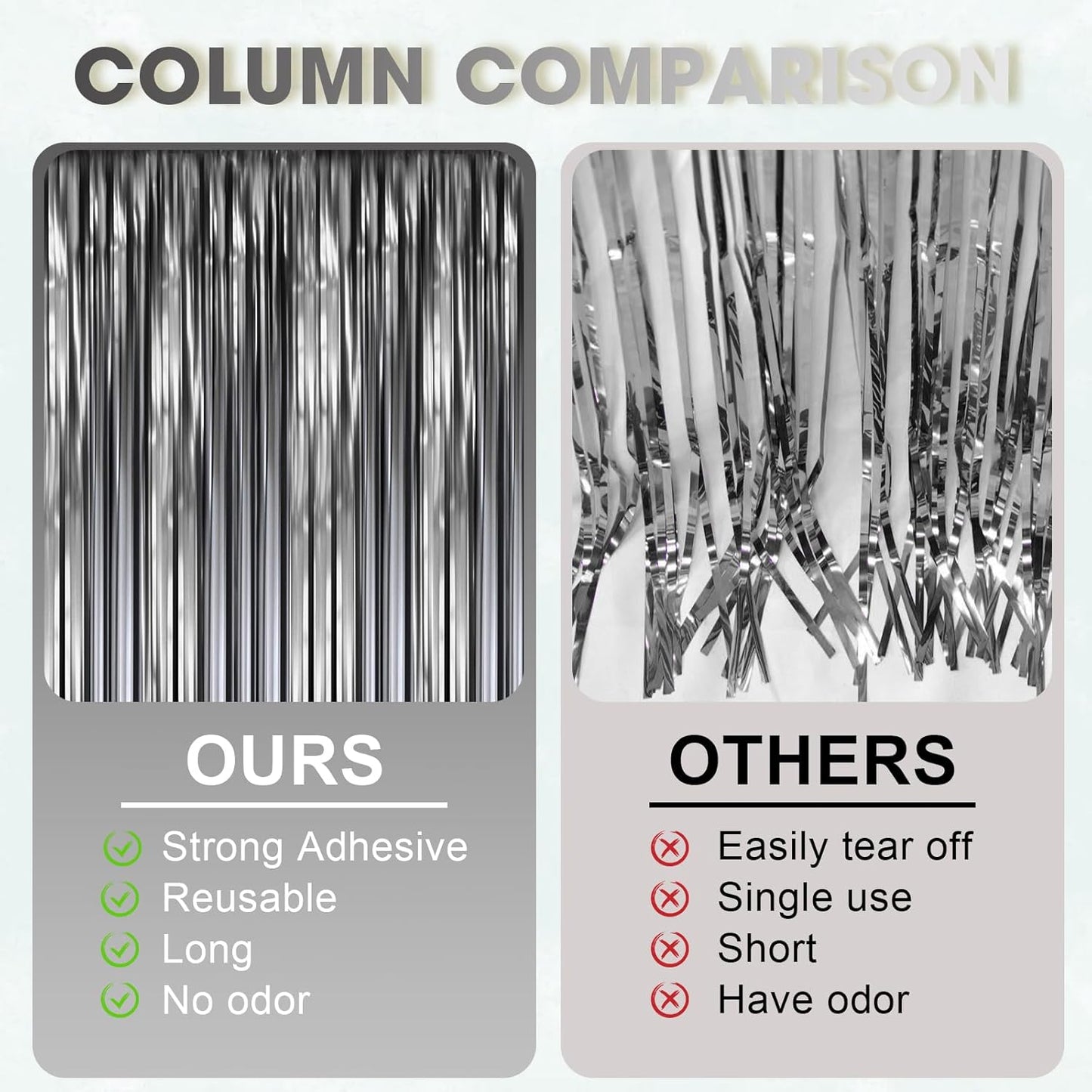 3 Pack 3.3 x 8.2 ft Matte Black Foil Fringe Backdrop Curtains,Gray Tinsel Streamers Party Decorations, Fringe Backdrop, Door Shimmer for New Years, Halloween, Black Theme Party