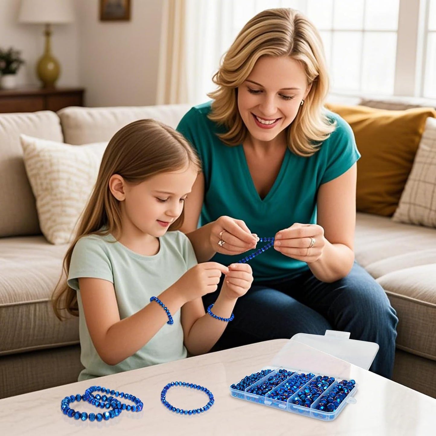 220Pcs 10mm Crystal Glass Beads for Jewelry Making Beads for Bracelets Necklace Pendants Making Supplies(Peacock Blue)