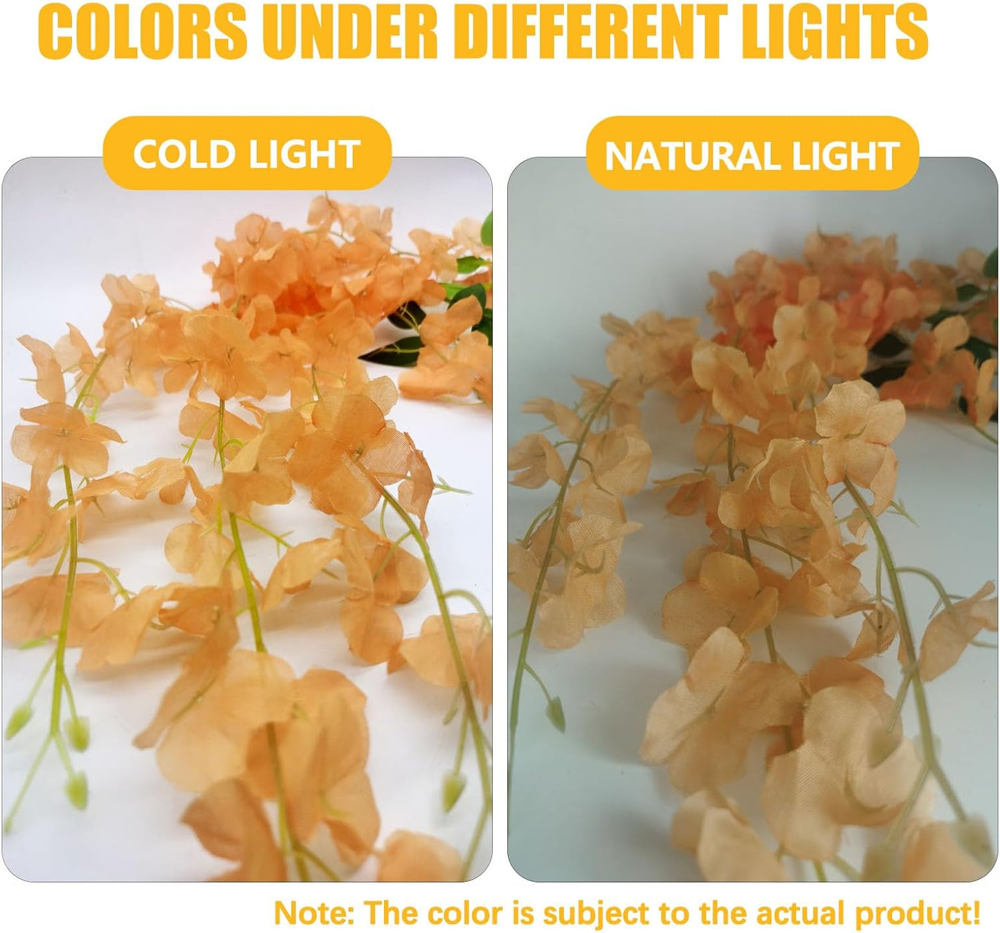 5 Pack Orange Wisteria Hanging Flowers, 3.44 Ft Fake Hanging Flowers, Artificial Wisteria Garland Vines for Wedding Room Backdrop Outdoor Patio Garden Decoration