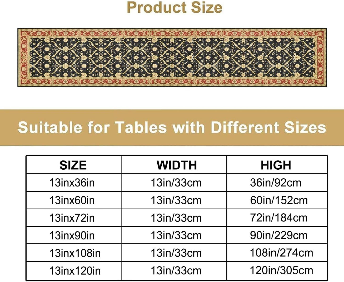 Vintage Morris Floral Table Runner, Boho Rustic Farmhouse Flower Pattern for Home Kitchen Table Decor Dining Coffee Room Party Decor 13x108in