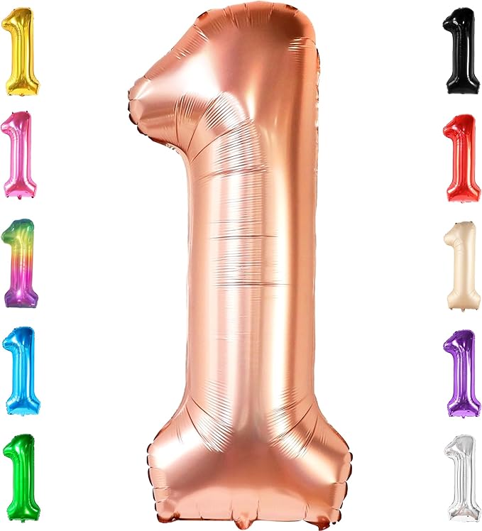 KatchOn, Rose Gold 1 Balloons for 1st Birthday - 40 Inch | Peach Number 1 Balloon, One Sweet peach Birthday Decorations | Peach One Balloon | 1 balloon Number, Rose Gold 1st Anniversary Decorations