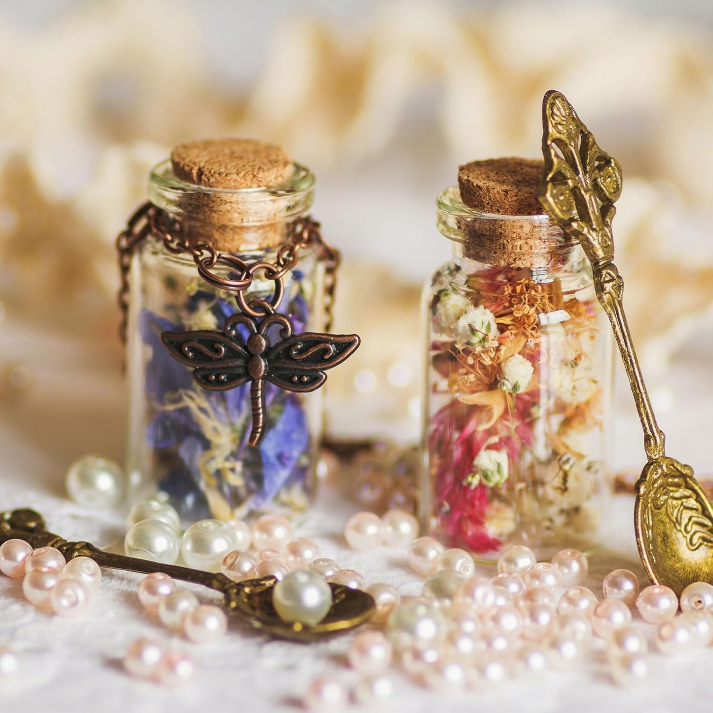 uxcell 10Pcs Mini Glass Bottles with Cork Stoppers, 10ml Small Clear Bottles Glass Empty Jars Vials for DIY Crafts Party Wedding Decor Favors