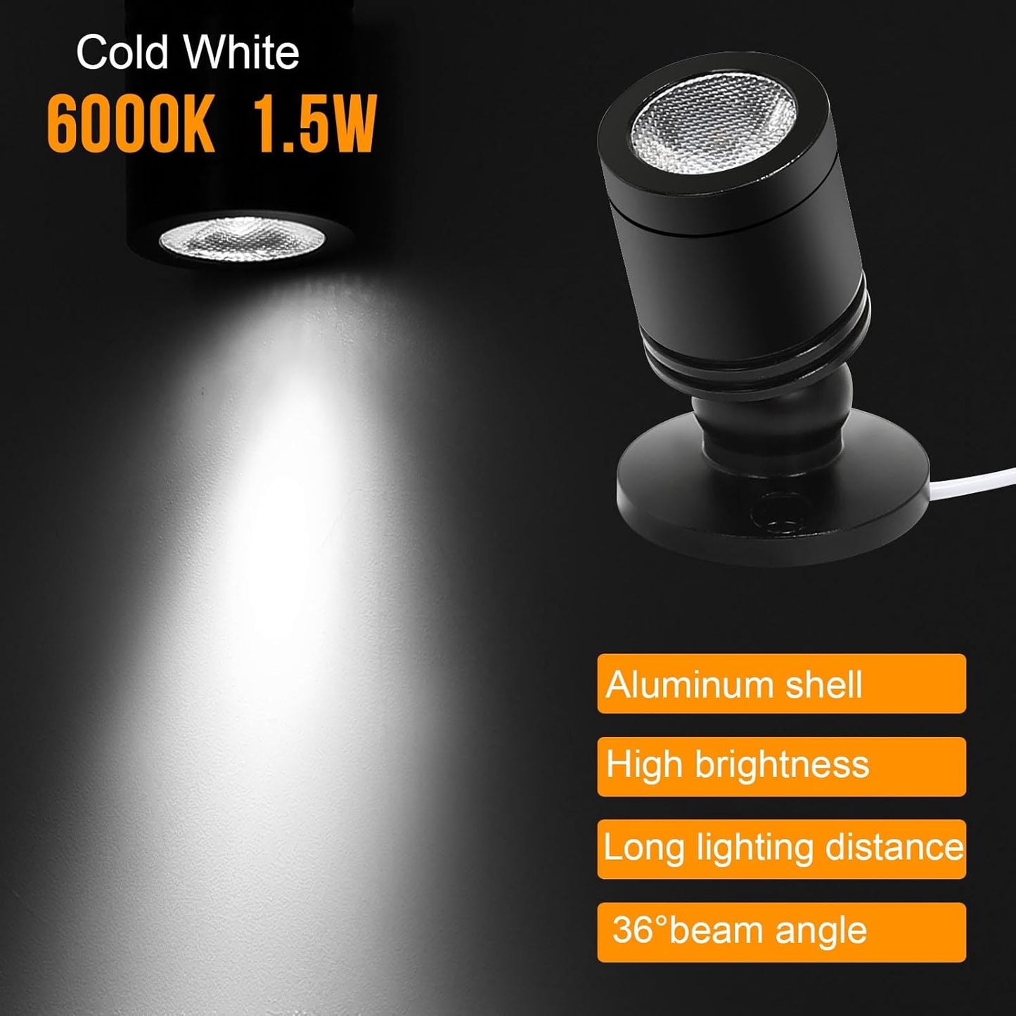 Taysing LED Spot Light Indoor Little Mini Spotlight Accent Lights for Display, Paintings, Pictures, Plants, Jewelry, Shelves, Cabinets, Posters, Showcase(Cold White-2 Pack Push Switch)