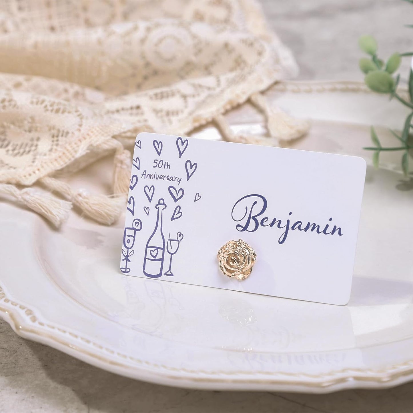 UNIQOOO 24Pcs Decorative Rose Floral Place Card Holders Bulk, Luxury Gold Metal Name Card Stands Set, for Wedding Table Setting, Business Card, Name Tag, Party Food Labels