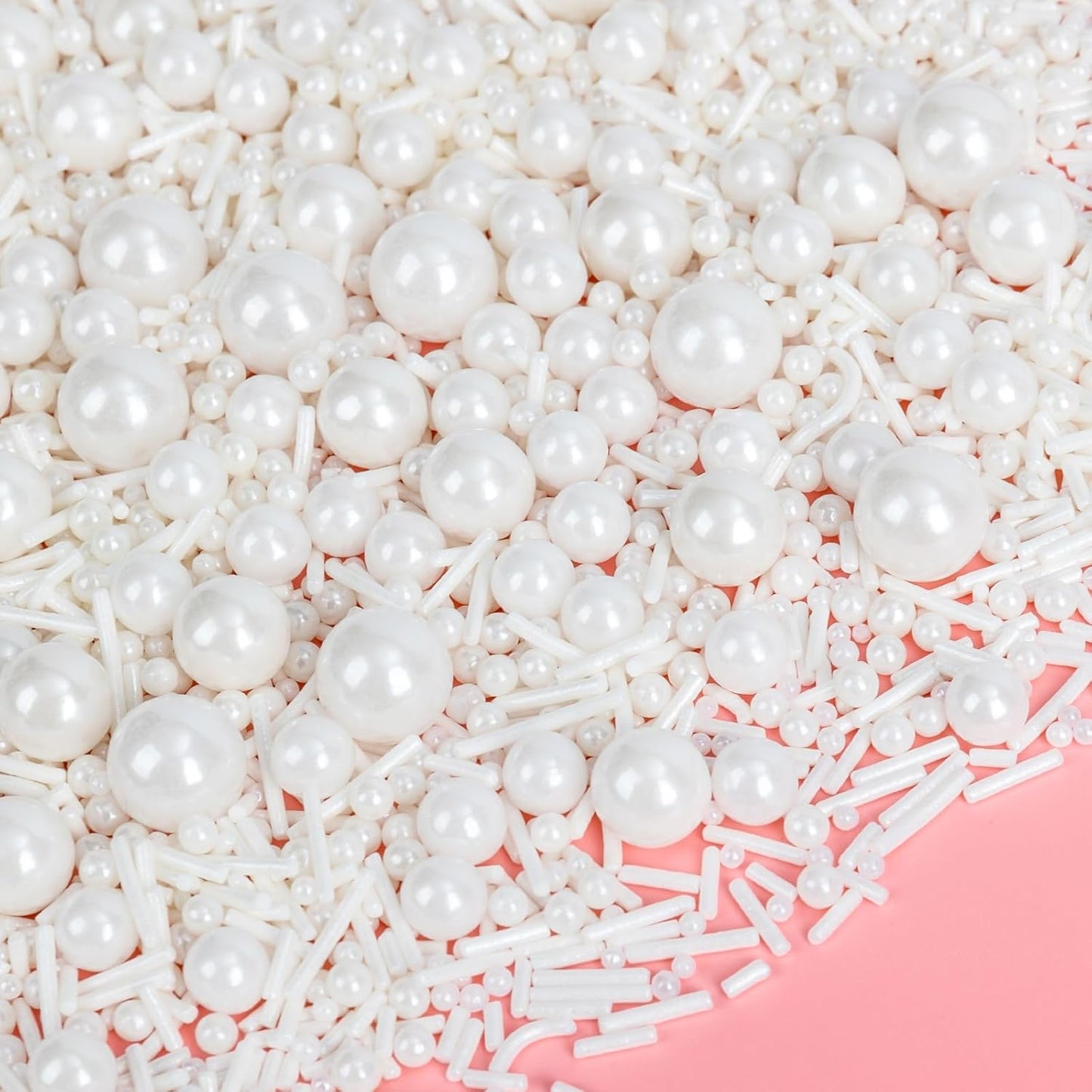 Edible White Sprinkles for Cake Decorating,Edible Pearl Jimmies Sugar Mix Size 130g/4.58oz,Baking Candy Decorations,Cupcake Toppers,Cookie Donuts Ice Cream Dessert Decorating,Wedding Birthday Party Valentines Christmas Supplies