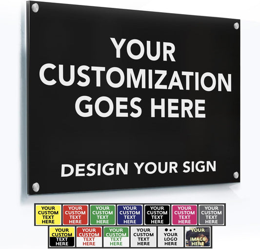 Custom Outdoor Metal Signs, Personalized Aluminum Signs, White Aluminum (Black Background, 7x7 In)